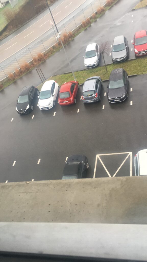 Aerial view of the car park