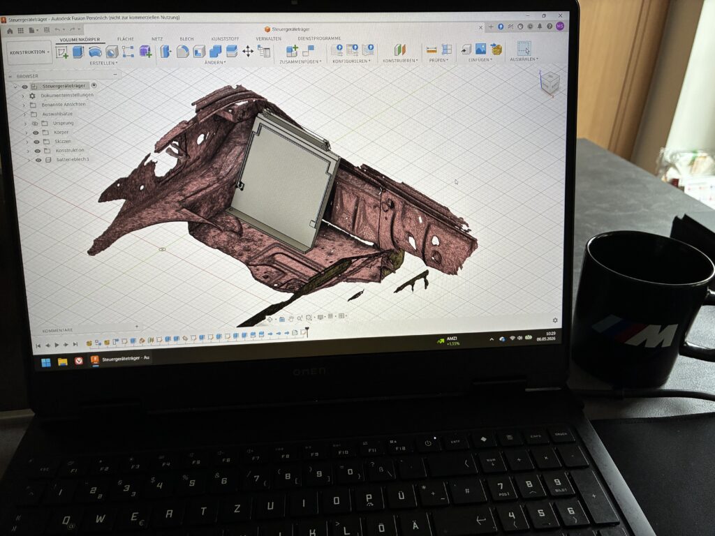 3D scan of the battery tray with ECU housing